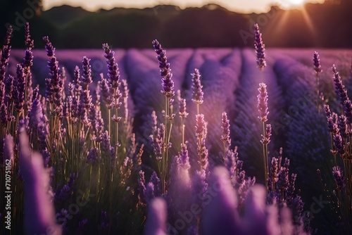 lavender field at sunset Generated with AI.