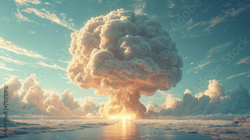 Nuclear bomb explosion forming a cloud photo