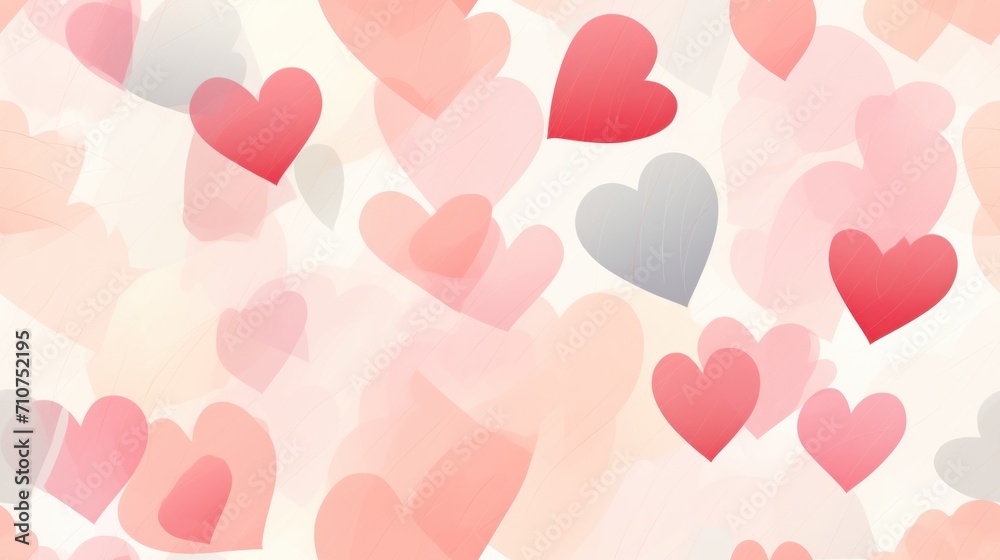  a bunch of hearts that are flying in the air on a pink and white background with pink and red hearts in the air.
