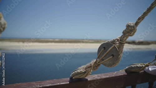 View from a ship sailing along the coast