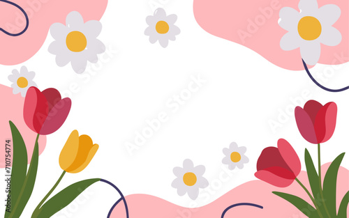 Abstract tulip background poster. Good for fashion fabrics, postcards, email header, wallpaper, banner, events, covers, advertising, and more. Valentine's day, women's day, mother's day background. © TasaDigital