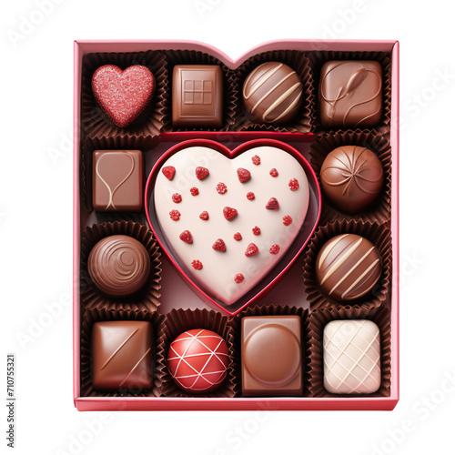 Box of Valentine's chocolate isolated on white background
