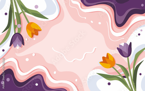 Abstract tulip background poster. Good for fashion fabrics, postcards, email header, wallpaper, banner, events, covers, advertising, and more. Valentine's day, women's day, mother's day background.