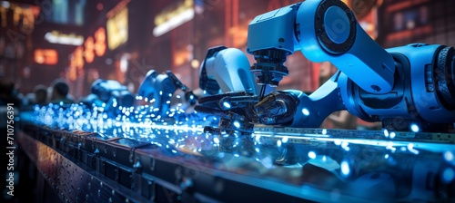 Blurred bokeh background showcasing precise and accurate robotic arm performing delicate task