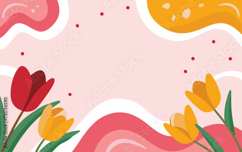 Abstract tulip background poster. Good for fashion fabrics, postcards, email header, wallpaper, banner, events, covers, advertising, and more. Valentine's day, women's day, mother's day background. © TasaDigital