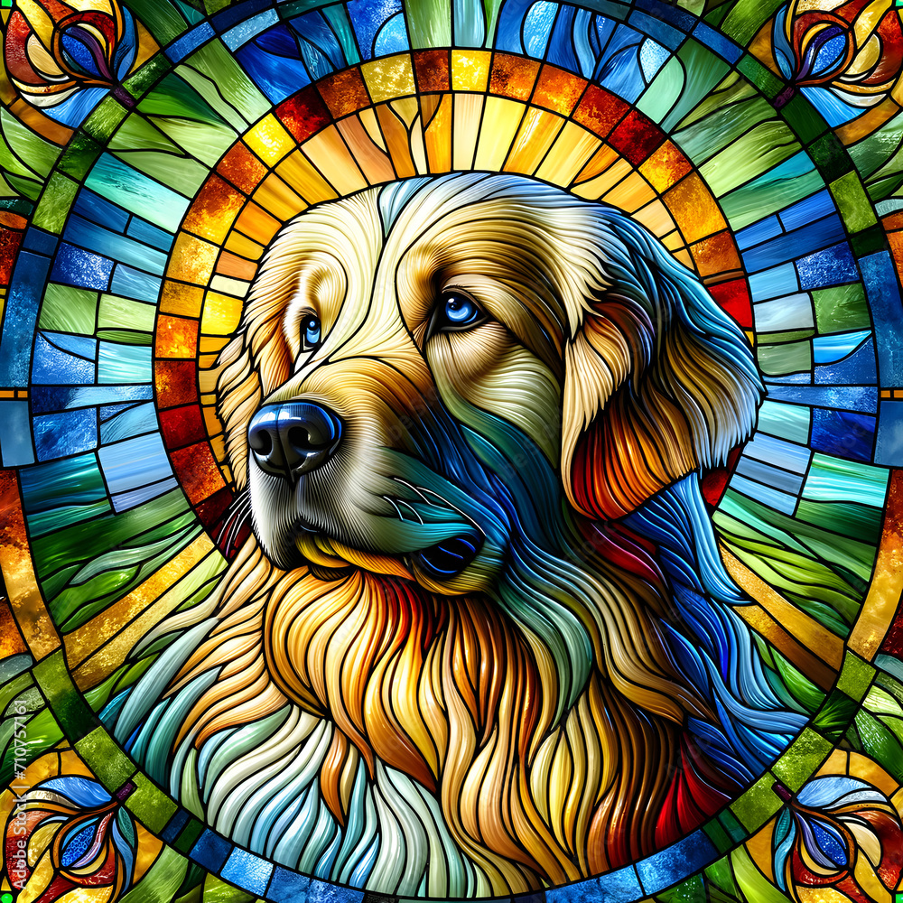stained glass Golden Retriever
