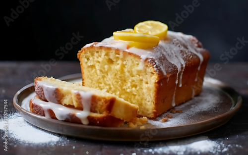 Capture the essence of Lemon Drizzle Cake in a mouthwatering food photography shot