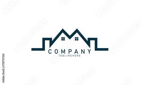 Real Estate logo, Builder logo, Roof Construction logo design template vector