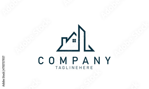 Real Estate logo, Builder logo, Roof Construction logo design template vector