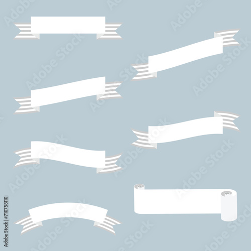 blank ribbon banner, text box, frame collection set, flat, design, vector, illustration