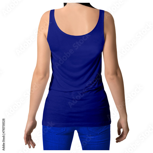 Add your logo design into this Back View Sweet Girl Tank Top Mockup In Blue Storm Color as much as you like, you can customize everything you like.