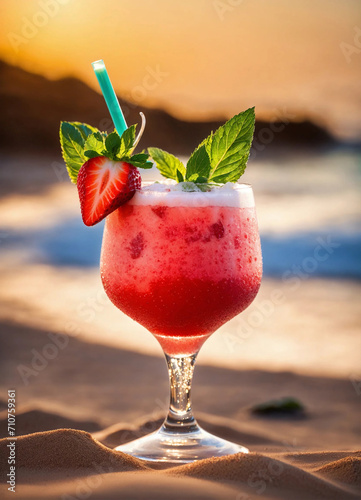 strawberry daiquiri on the beach