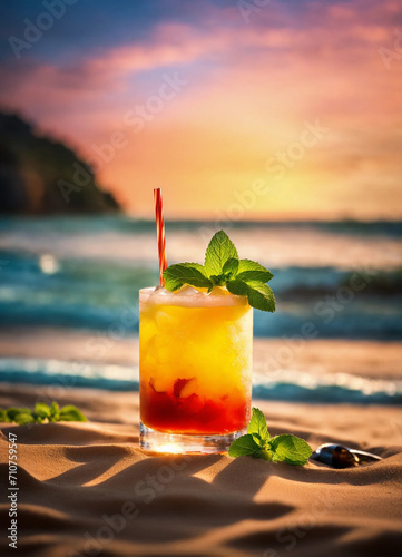 whiskey sour with on the beach