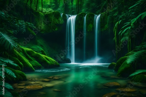 waterfall in the forest Generated with AI.