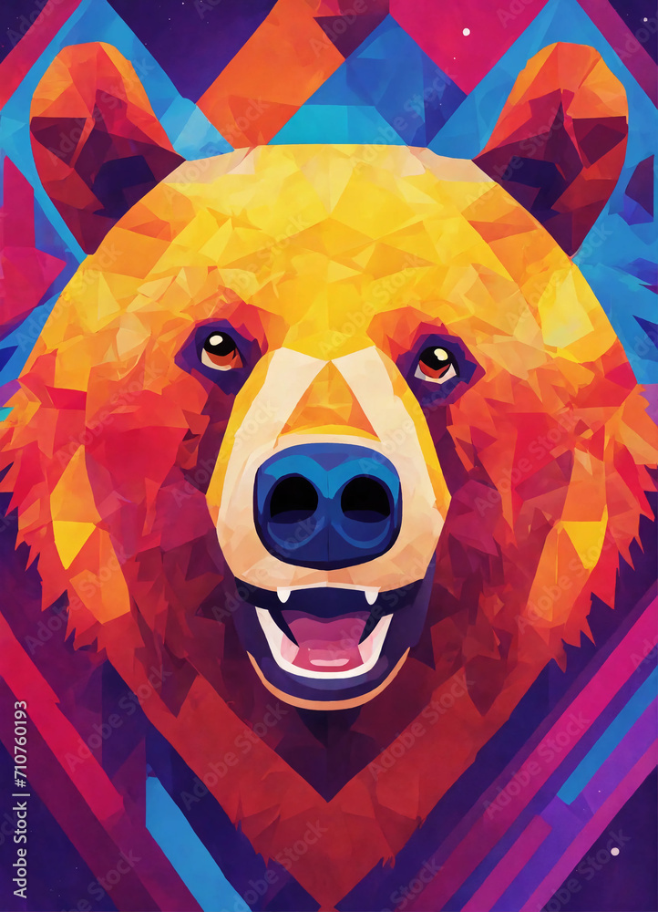 Portrait of a  bear in pop art style