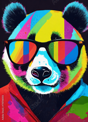 Portrait of a panda bear in pop art style