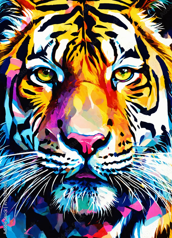 Portrait of a Siberian tiger in pop art style Portrait of a Siberian tiger in pop art style