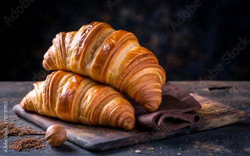 Capture the essence of Croissant in a mouthwatering food photography shot