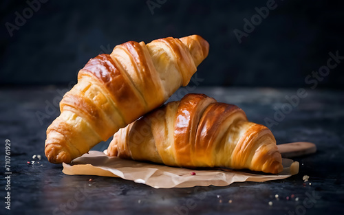 Capture the essence of Croissant in a mouthwatering food photography shot photo