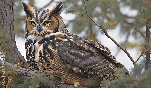 great horned owl in the wild high quality photo 