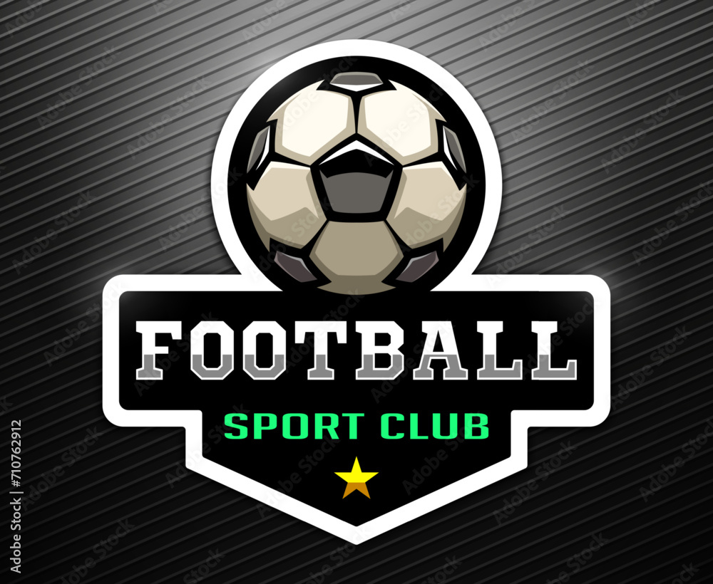 Soccer ball, football logo. Sport games. Sporting equipment. Emblem, badge. Soccer ball, football logo. Sport games. Sporting equipment. Emblem, badge.
