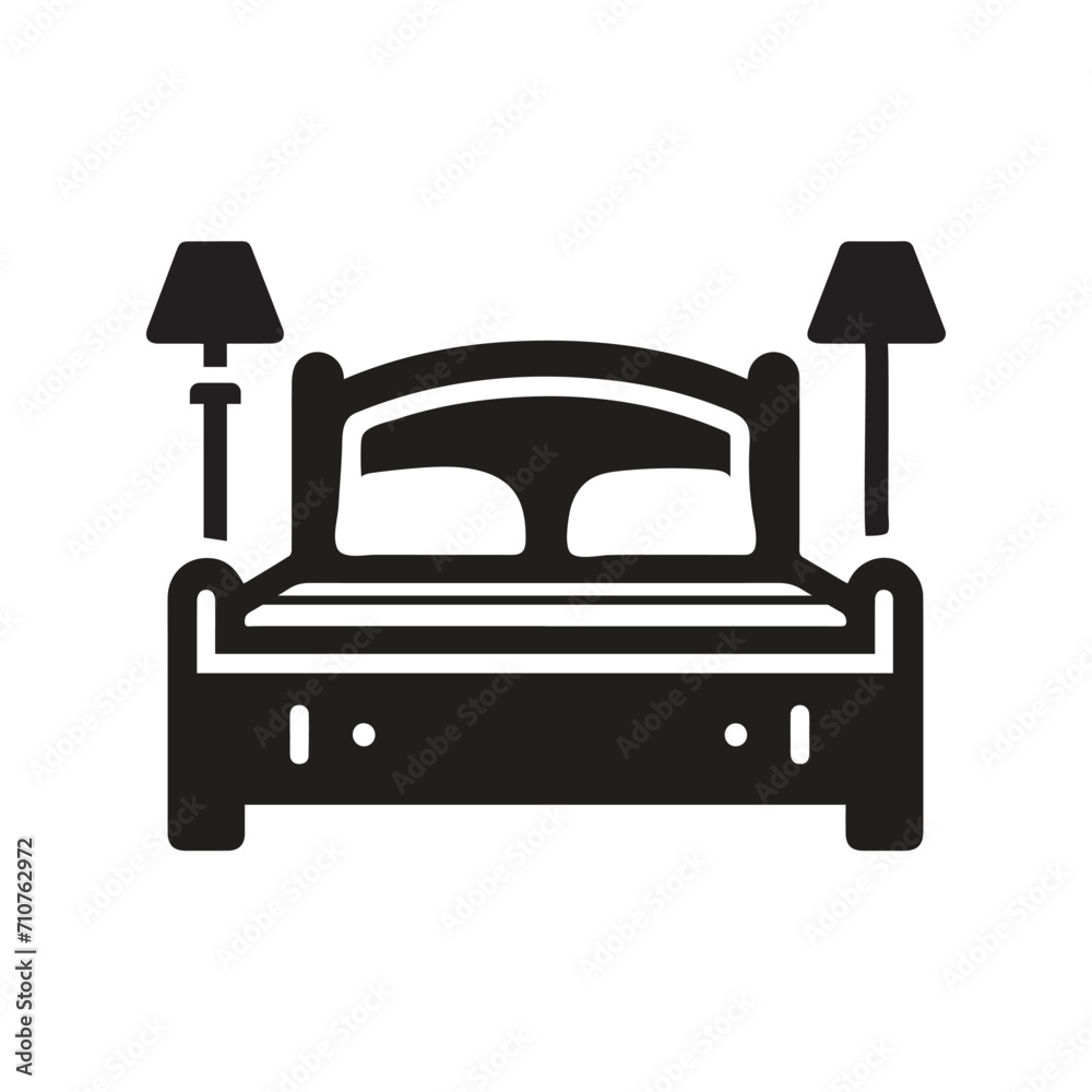 Vector icon of a double bed Vector icon of a double bed