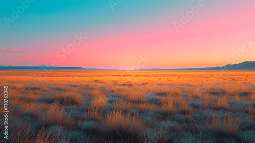 A vast plain, with surreal neon-colored grass and a pastel gradient sky, during a mystical afternoon, aligning with the Psychic Waves theme of mainstream storytelling style © VirtualCreatures