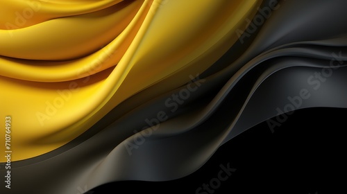 abstract flow of opulence in yellow and black dynamic wavy design for high-end visual projects © StraSyP BG