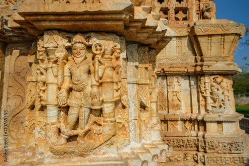 Detail of the Vijaya Stambha at Chittorgarh Fort in Chittorgarh, Rajasthan, India. photo