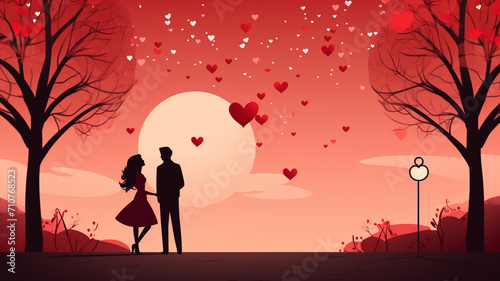valentine's day background with couple in love, vector illustration generativa IA