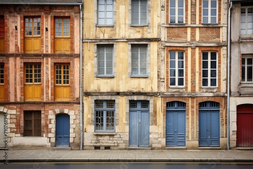Old house fronts in Amiens, Hauts-de-France, northern France. Generative AI