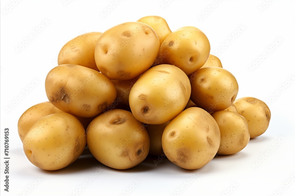 Assorted organic potatoes isolated on white background for culinary and agricultural concepts Assorted organic potatoes isolated on white background for culinary and agricultural concepts