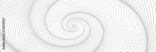 Fototapeta Naklejka Na Ścianę i Meble -  Abstract modern grey horizontal banner background with geometric diagonal dynamic spiral lines. Op art design and hypnotic pattern. Vector illustration