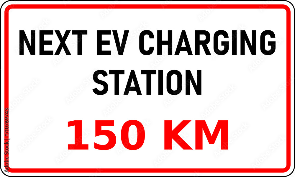 Transparent PNG of road sign showing the next EV charging station is 150 kilometers away. This information would be useful in reducing range anxiety Transparent PNG of road sign showing the next EV charging station is 150 kilometers away. This information would be useful in reducing range anxiety