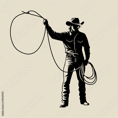 Standing cowboy with lasso in hand