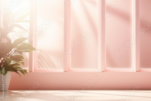 realistic and minimalist blurred natural light windows, shadow overlay on wall paper texture, abstract background. empty room.