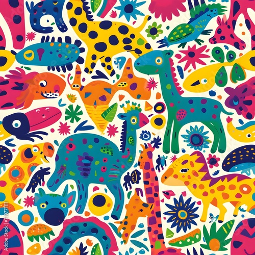 Animals seamless patterns, Patterns for kids, Patterns for imagination, Digital paper, Generative Ai, Illustration