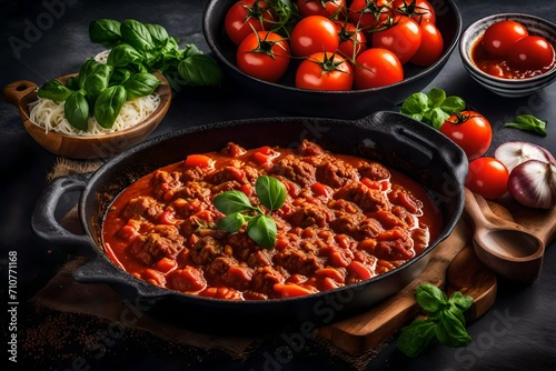 ground beef stewed with tomato sauce 
