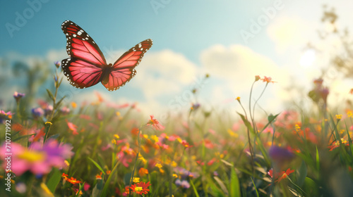 Flight of beautiful pink butterflies © Amir