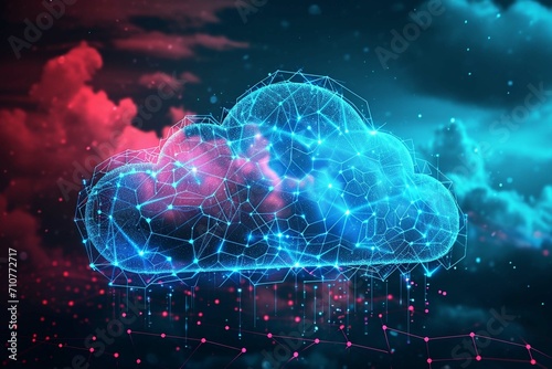 Cloud computing concept. Abstract cloud connection technology background.