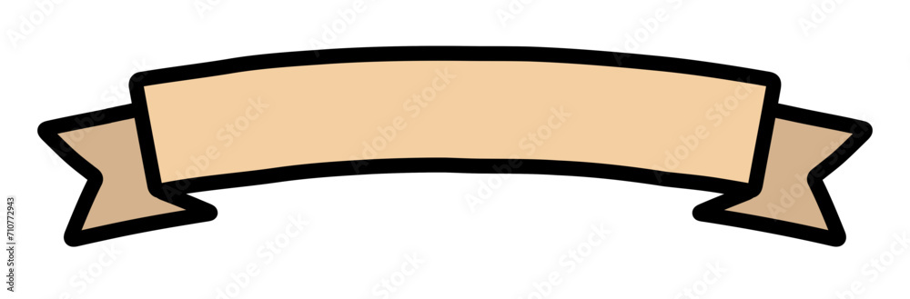Classic Banner Illustration In Beige With Black Outline Classic Banner Illustration In Beige With Black Outline