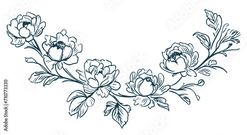 Timeless Peony Flower: Elegant Hand-Drawn Style, Floral Vector Arrangement for Prints and Decorative Gifts photo