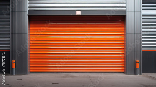 Garage Security: Close-up of Orange Automatic Door