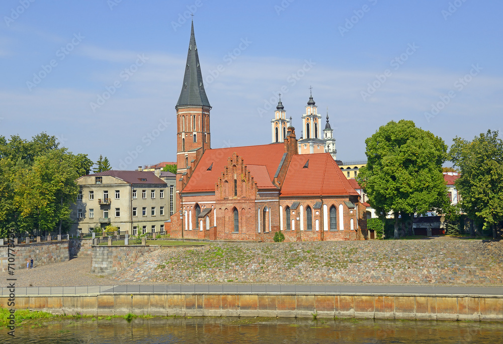 Kaunas, Lithuania - Nemen River and Church of Vytautas the Great