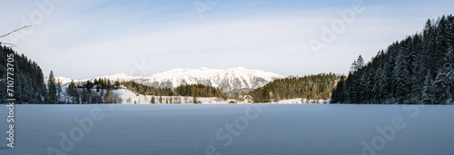 Gleinkersee in the Winter Landscape of upperaustria