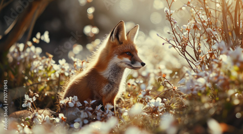 The spirit of rejuvenation depicted through lively spring fox animal activities
