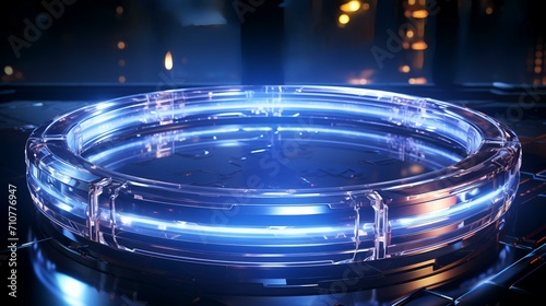 Illuminate Interface: Light HUD Circle with Holographic Blue Glow