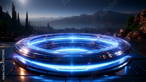 Illuminate Interface: Light HUD Circle with Holographic Blue Glow