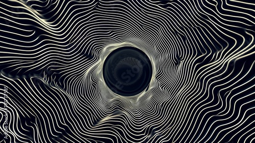 Ferrofluid vector pattern with a circle in the middle rippling out, vector, lines, organic photo