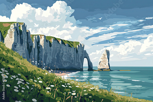 Enchanting Etretat Cliffs - Ultradetailed Illustration for Creative Projects